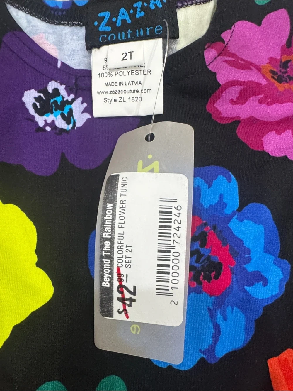 Tea Collection Black Floral & Red Stripe Kids Matching Set